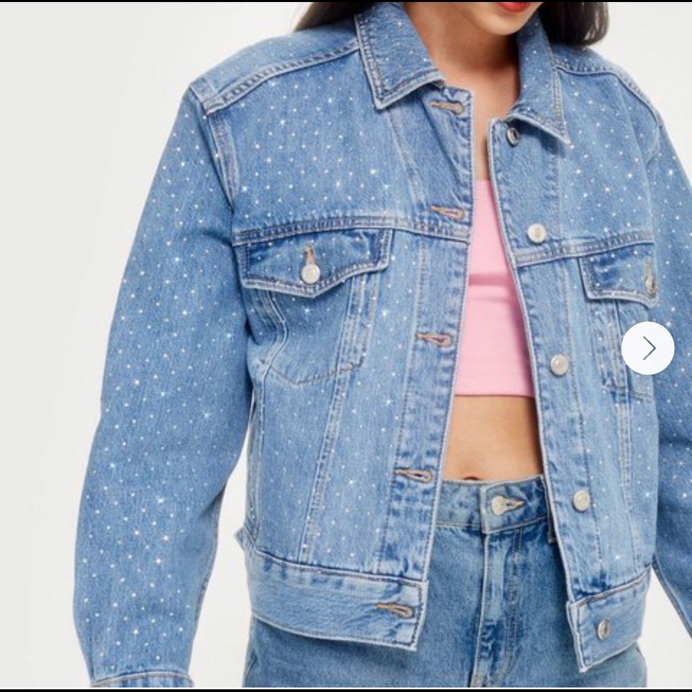 Oversized top shop rhinestone denim jacket